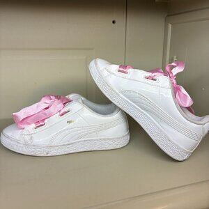 Puma Basket Heart Pink & White Patent Kid's Creeper Size 3C